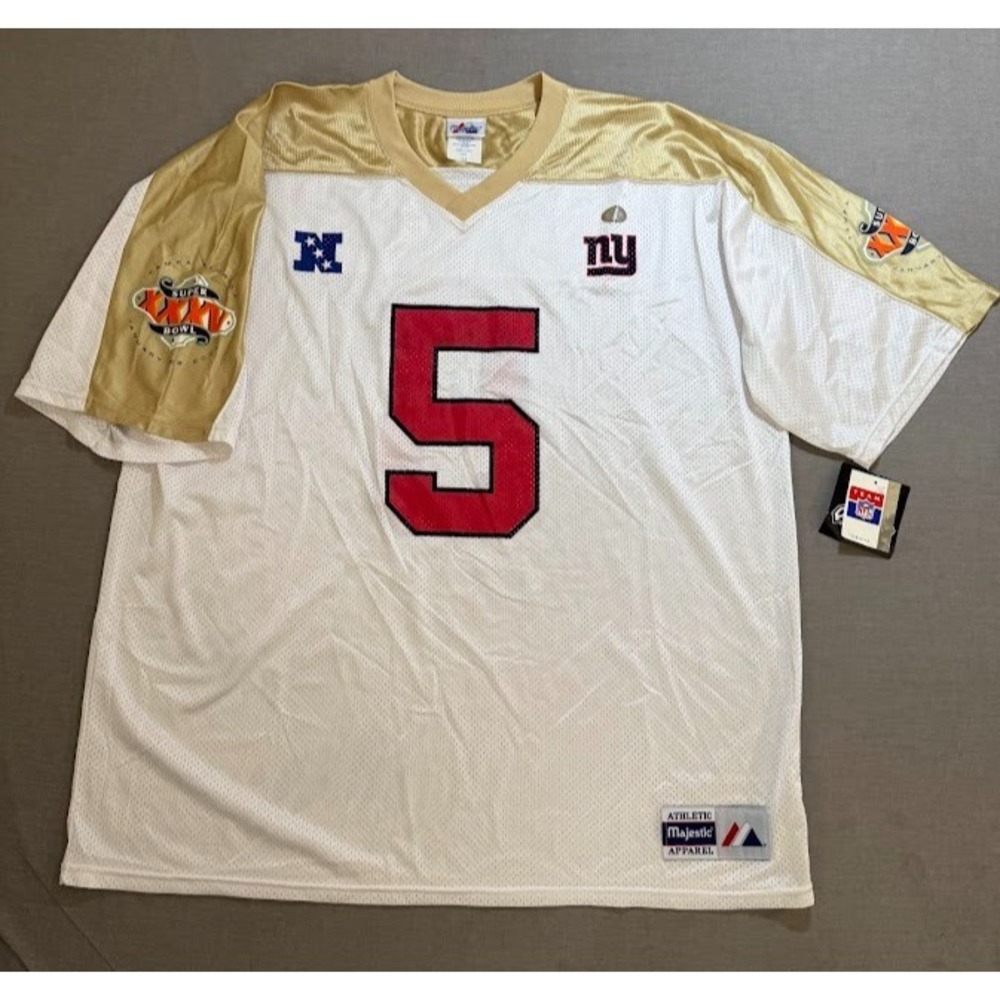New York Giants Collins #5 Super Bowl Majestic Jersey Mens 2X White Short Sleeve